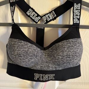 PINK Victoria's Secret Black and Gray Sports Bra